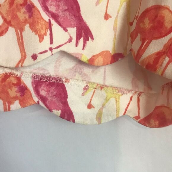 Pappagallo Shorts Women's Size 6 Orange Tropical Flamingo Print Scalloped Hem - Picture 5 of 9